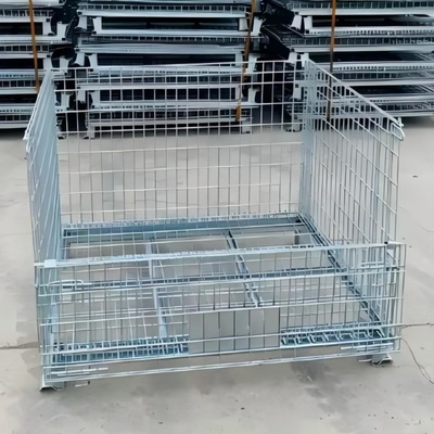 Foldable Galvanized Steel Bin Pallet Mesh Container Welded Portable 100-1500 Closed Open